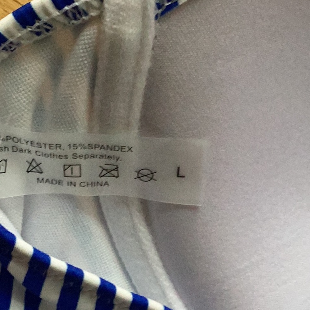 NEW Blue and White Striped One Piece Swimsuit - Picture 4 of 8
